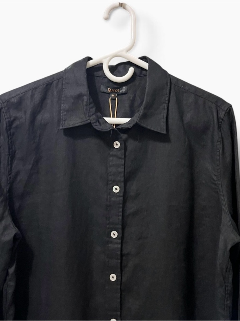 NWT QUINCE Women’s Black LB20234-CMA01-7159 100% European Linen Shirt Medium - Picture 3 of 8